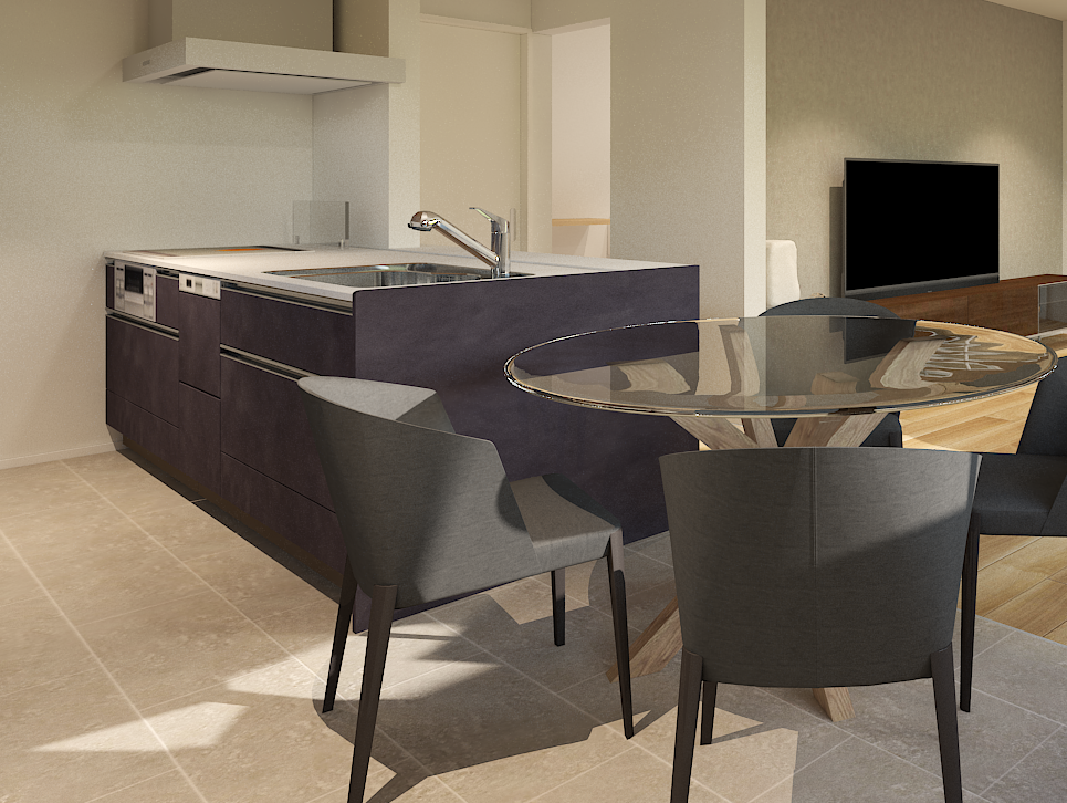 【Point３】ダイニング横並びで、家族みんなが自然に協力できる