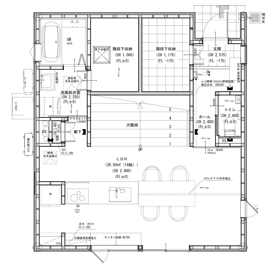 【設備等】
高気密・高断熱、全館空調、内断熱・外断熱のW断熱+基礎断熱、トリプルガラス、太陽光発電6.88kw、エアコン1台（MR室）、24時間換気扇、トイレ2か所、土間収納、吹抜け、タタミコーナー、カウンターキッチン、IHクッキングヒーター、バルコニー、エコキュート370L、オール電化、耐震等級3、制振ダンパー、シロアリ対策、駐車場2台以上、立水栓付き