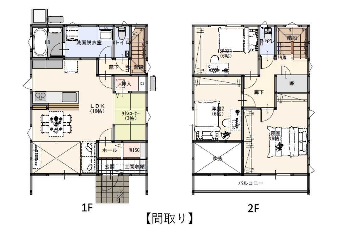 【設備等】
高気密・高断熱、全館空調、内断熱・外断熱のW断熱+基礎断熱、トリプルガラス、太陽光発電4.8kw、エアコン1台（MR室）、24時間換気扇、トイレ2か所、土間収納、吹抜け、タタミコーナー、カウンターキッチン、IHクッキングヒーター、バルコニー、エコキュート370L、オール電化、耐震等級3、制振ダンパー、シロアリ対策、駐車場2台以上、立水栓付き