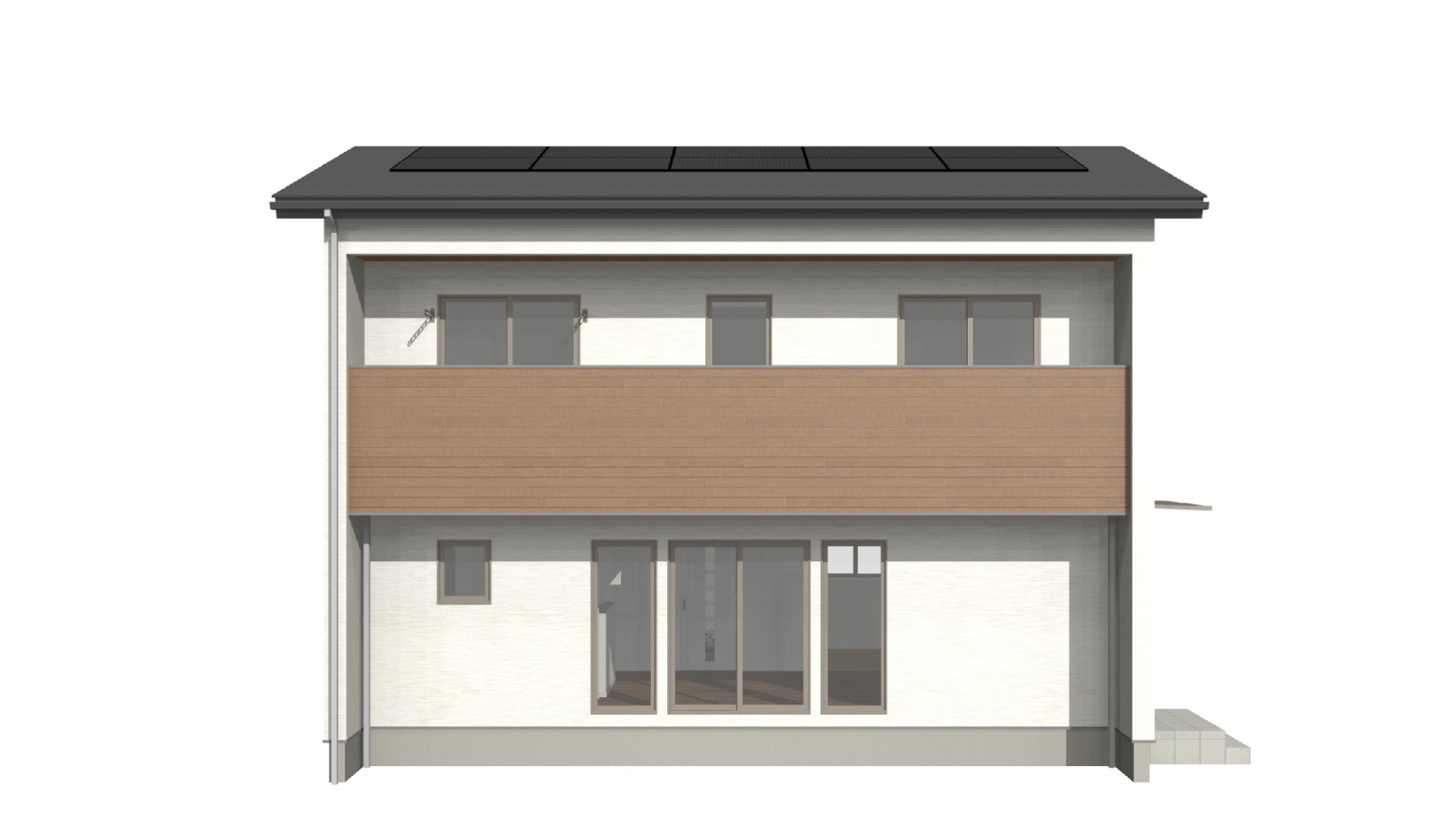外観正面:ホワイト×ブラウンでナチュラルに